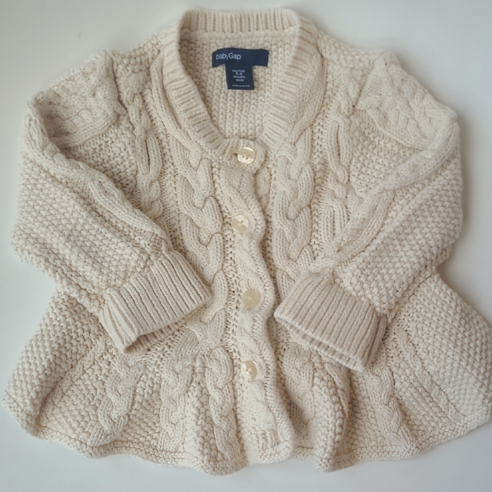 GAP Cream Cable Knit Kids Jacket